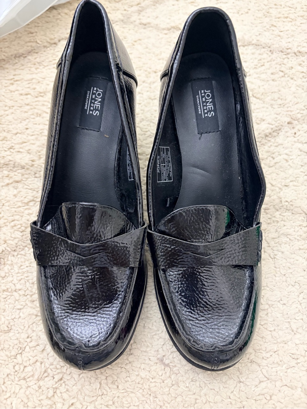 Jones New York Black Patent Leather Penny Loafers